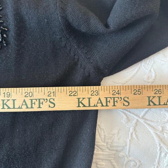 Vintage 90s C. Webb Co Black Beaded Leaf Cardigan Sweater Women's Size L Femme - Picture 4 of 11